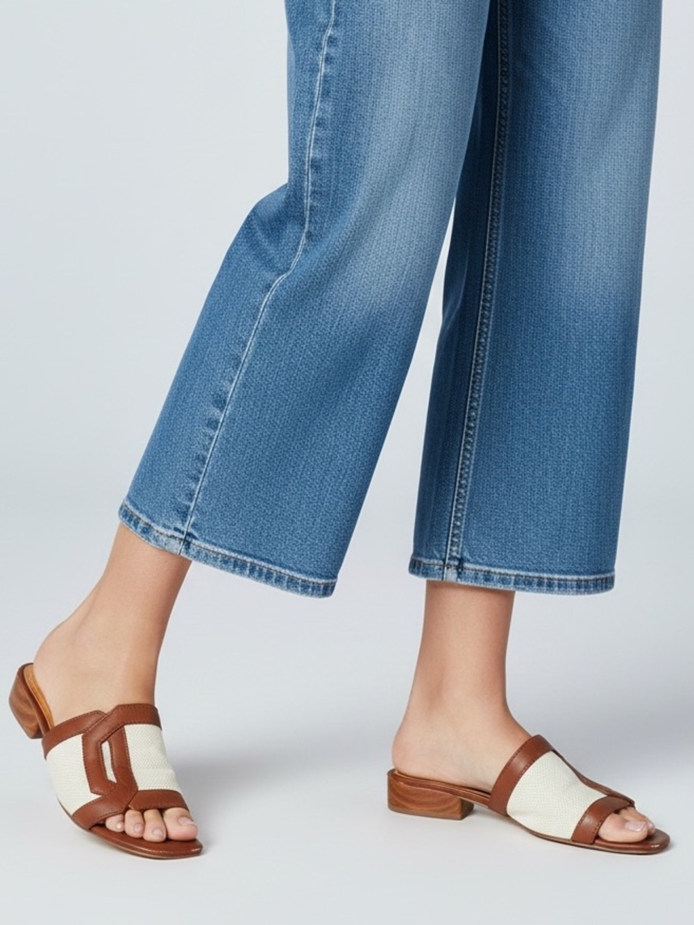 Franco Sarto Brown & Cream Slip-On Sandals